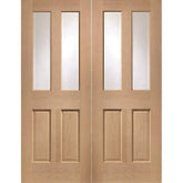 Malton Unfinished Oak Glass Internal Door Pair
